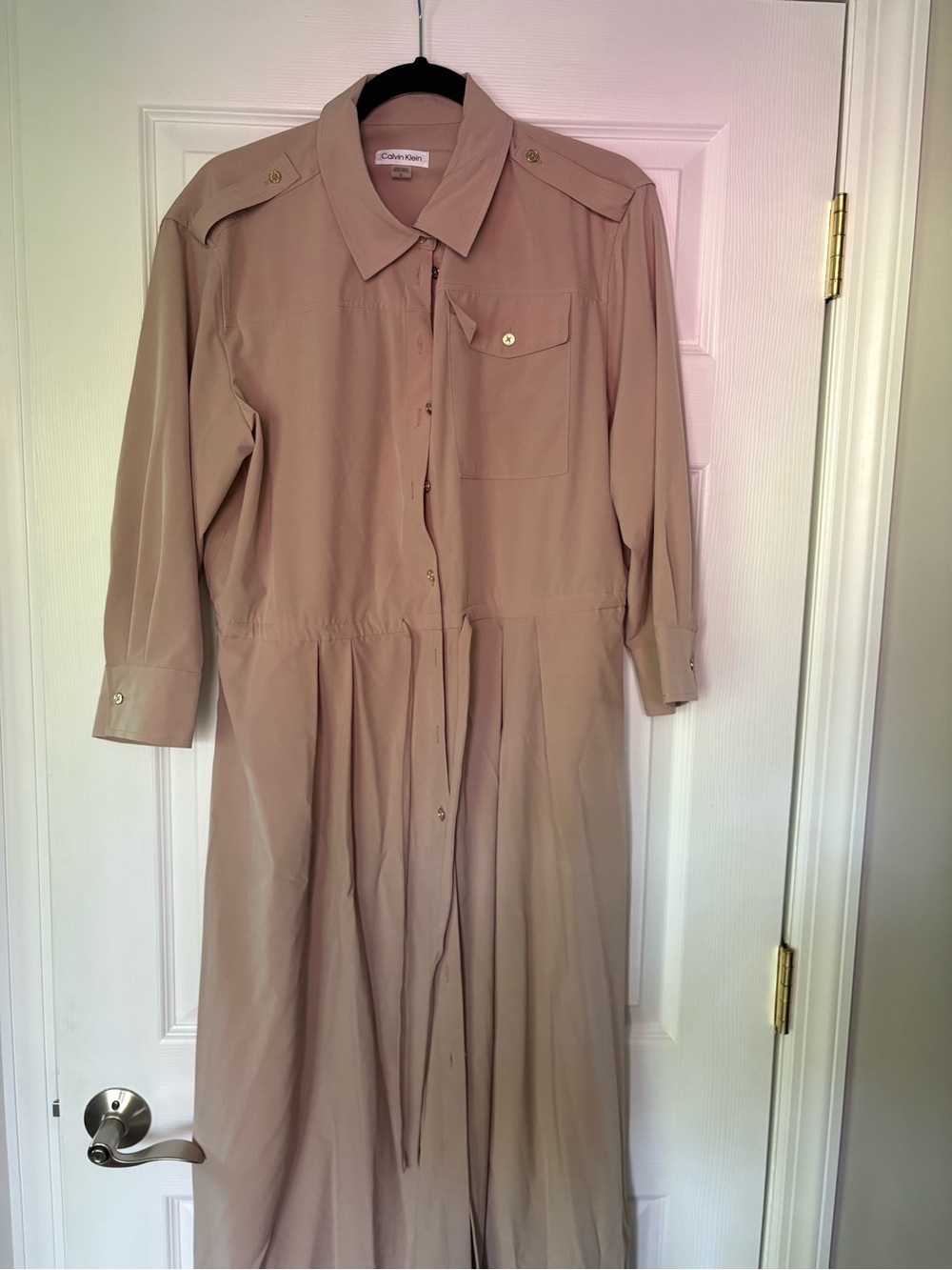 Calvin Klein Beige Maxi Shirt Dress